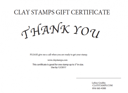 Gift Certificate Clay Stamps